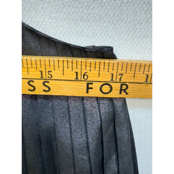 Express Womens Metallic Accordion Cami Tank Top Size XS Black Pleated Chic Party - Picture 5 of 8